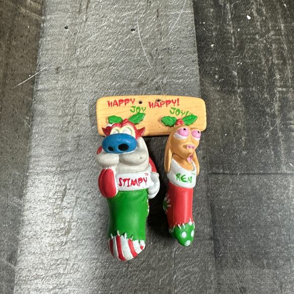 VINTAGE 1996 REN & STIMPY CHRISTMAS ORNAMENT HAPPY HAPPY JOY JOY- VIACOM - Picture 6 of 7